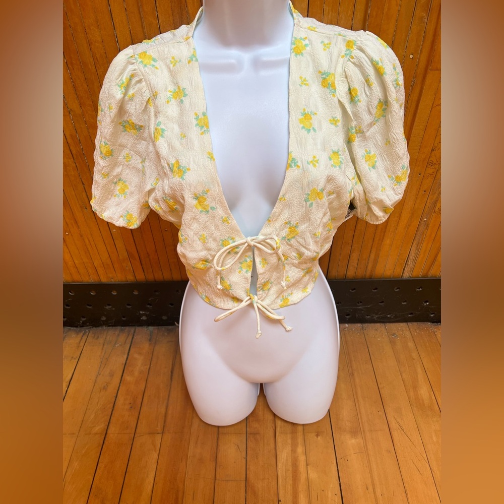 Cotton On Yellow Floral Tie-Front Blouse
